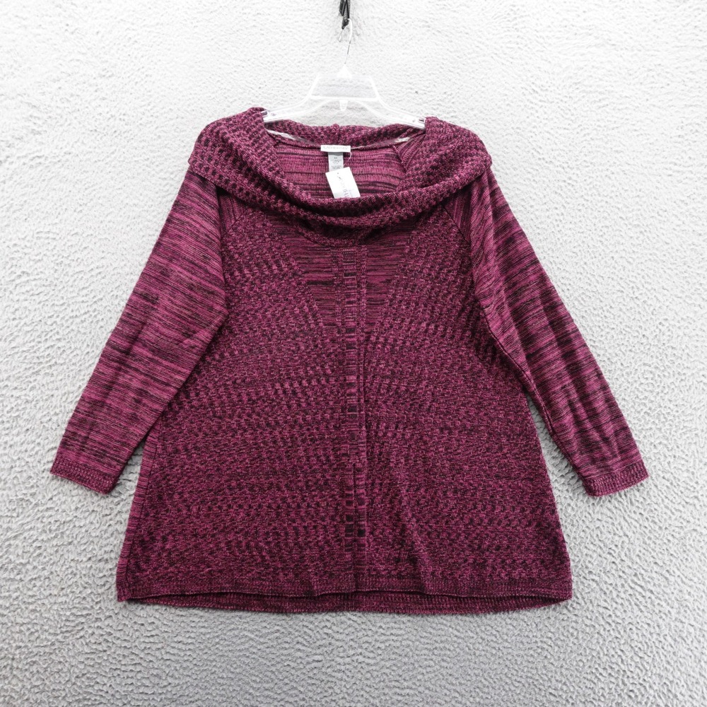 Catherines Space Dye Cowl Neck Tunic Sweater Size 0X Pink Women Long Sleeve NWT